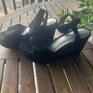 Stuart Weitzman Strappy Platform Wedge Sandals 7 N